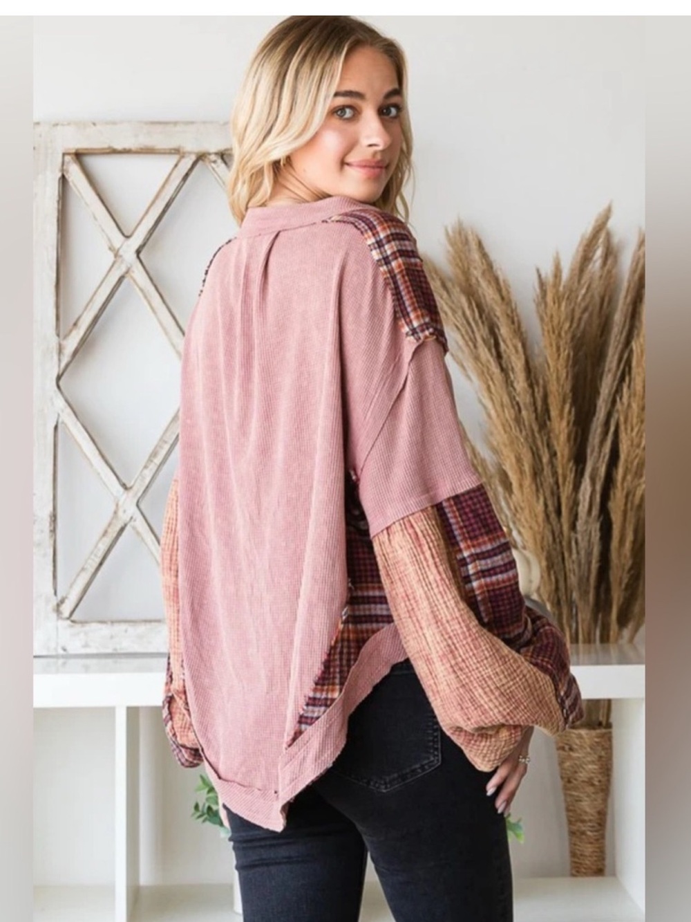 Oli & Hali Fabric Mixed Long Sleeve Top NWT/NIP - Picture 5 of 7